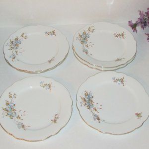 Vintage Carlsbad China Cake or Dessert Plates Delicate Blue Flowers Cottagecore